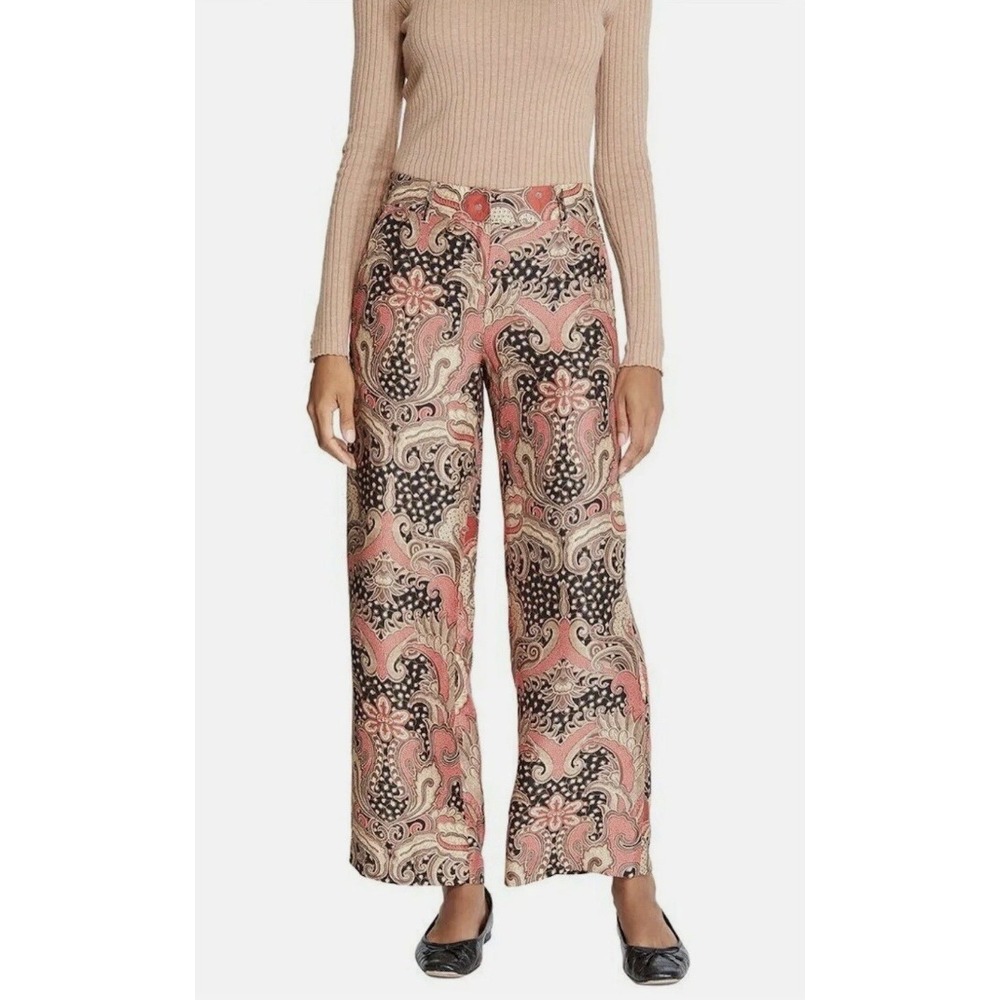 J McLaughlin Marlee Silk Pants Womens 4 Wild Leg Trouser Career